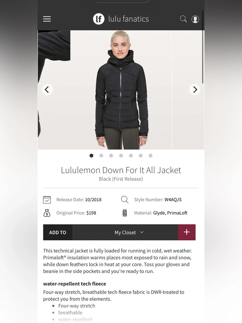 Lululemon Down for it All Puffer Jacket